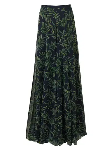 Carolina Herrera Women's Iris Leaf Print Silk Wide-Leg Pants | Thumbnail 1 Carolina Herrera Women's Iris Leaf Print Silk Wide-Leg Pants | Thumbnail 1