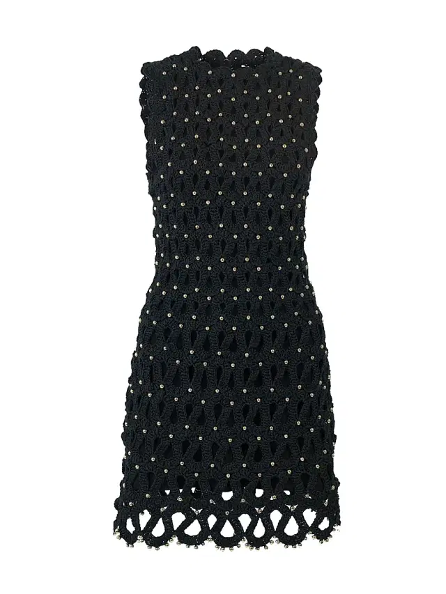 Carolina Herrera Women's Embellished Corded Crochet Cotton Minidress - Black