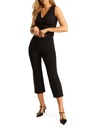 Commando Women's Neoprene CEO Pintucked Crop Pants - Black - Size XL | Thumbnail 2 Commando Women's Neoprene CEO Pintucked Crop Pants - Black - Size XL | Thumbnail 2