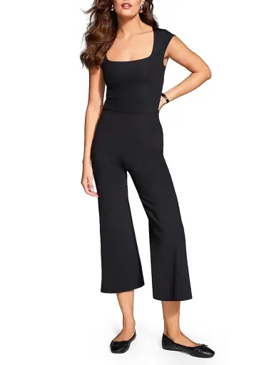 Commando Women's Neoprene Wide-Leg Crop Pants - Black - Size XL | Thumbnail 2