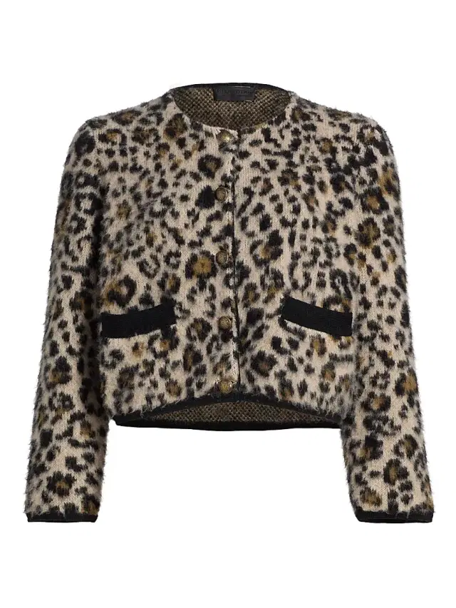 Women's Beyton Leopard Cashmere-Silk Cardigan - Jute Leopard