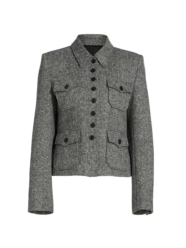 Nili Lotan Women's Jamison Wool Jacket - Black Donegal