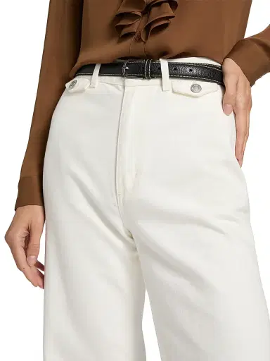 Nili Lotan Women's Edira Wide-Leg Jeans - Cream - Size 28 | Thumbnail 6
