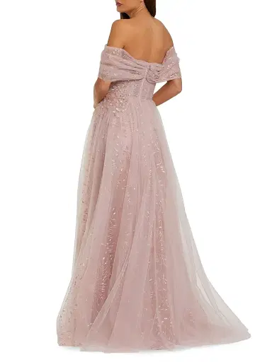 Mac Duggal Women's Beaded-Embroidered Tulle Ballgown - Dusty Rose - Size 14 | Thumbnail 2