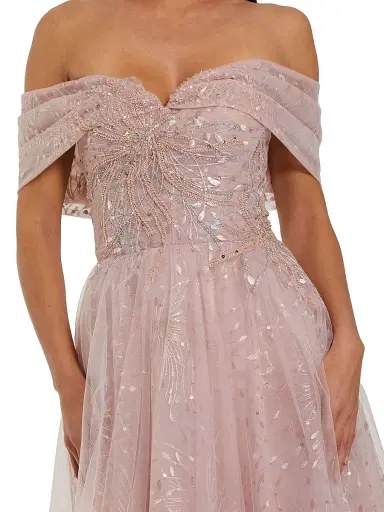 Mac Duggal Women's Beaded-Embroidered Tulle Ballgown - Dusty Rose - Size 14 | Thumbnail 3