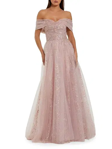 Mac Duggal Women's Beaded-Embroidered Tulle Ballgown - Dusty Rose - Size 14 | Thumbnail 1