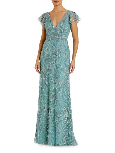 Mac Duggal Women's Embroidered Sequined Gown - Seafoam - Size 18 | Thumbnail 1 Mac Duggal Women's Embroidered Sequined Gown - Seafoam - Size 18 | Thumbnail 1