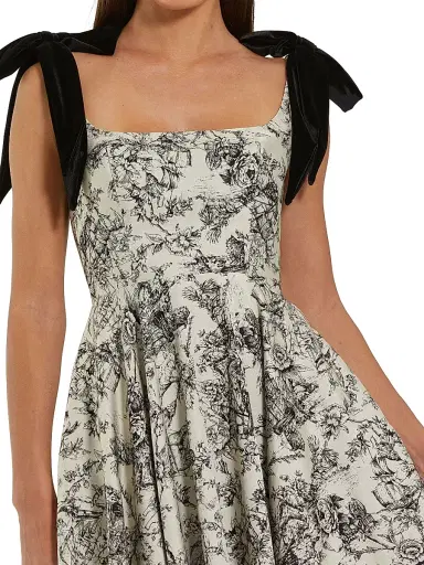 Mac Duggal Women's Brocade Bow A-Line Midi-Dress - Black Multi - Size 14 | Thumbnail 3