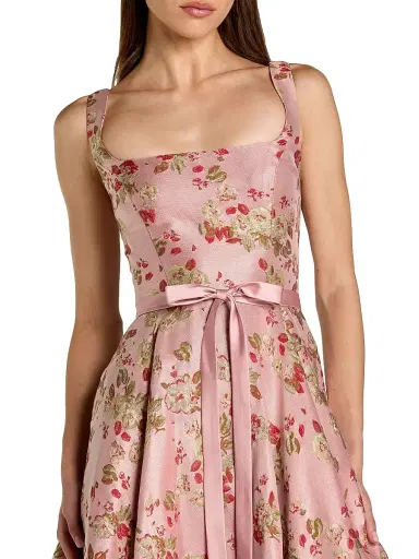 Mac Duggal Women's Floral Brocade A-Line Midi-Dress - Pink Multi - Size 16 | Thumbnail 3
