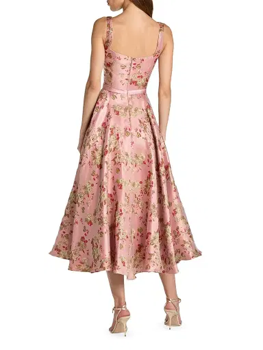 Mac Duggal Women's Petite Floral Brocade Fit-&-Flare Midi-Dress - Pink Multi - Size Petite 12 | Thumbnail 2
