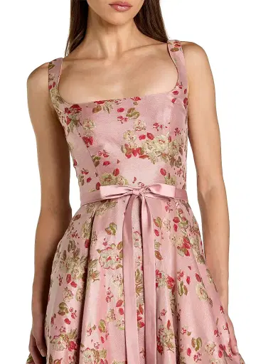 Mac Duggal Women's Petite Floral Brocade Fit-&-Flare Midi-Dress - Pink Multi - Size Petite 12 | Thumbnail 3