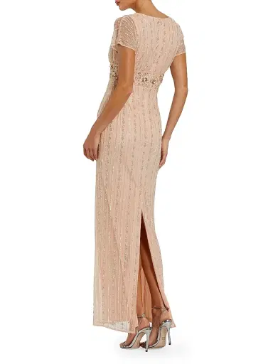 Mac Duggal Women's Embellished Mesh Blouson Column Gown | Thumbnail 2 Mac Duggal Women's Embellished Mesh Blouson Column Gown | Thumbnail 2