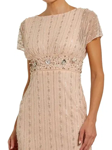 Mac Duggal Women's Embellished Mesh Blouson Column Gown | Thumbnail 3 Mac Duggal Women's Embellished Mesh Blouson Column Gown | Thumbnail 3