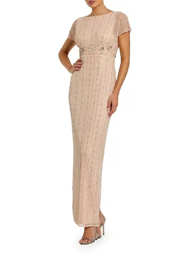 Mac Duggal Women's Embellished Mesh Blouson Column Gown | Thumbnail 1 Mac Duggal Women's Embellished Mesh Blouson Column Gown | Thumbnail 1