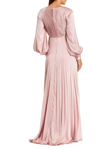 Mac Duggal Women's Petite Ieena 1 Pleated Satin Gown - Blush - Size Petite 14 | Thumbnail 2