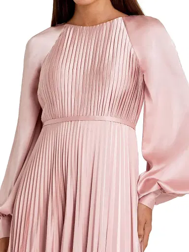 Mac Duggal Women's Petite Ieena 1 Pleated Satin Gown - Blush - Size Petite 14 | Thumbnail 3