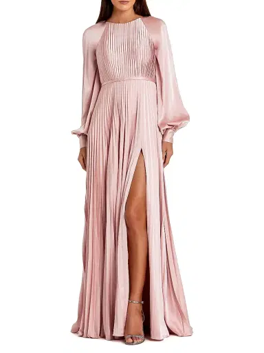 Mac Duggal Women's Petite Ieena 1 Pleated Satin Gown - Blush - Size Petite 14 | Thumbnail 1