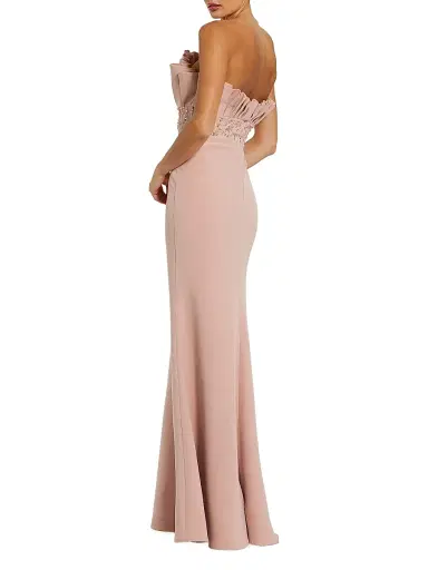 Mac Duggal Women's Rhinestone-Beaded Crepe Mermaid Gown | Thumbnail 2 Mac Duggal Women's Rhinestone-Beaded Crepe Mermaid Gown | Thumbnail 2