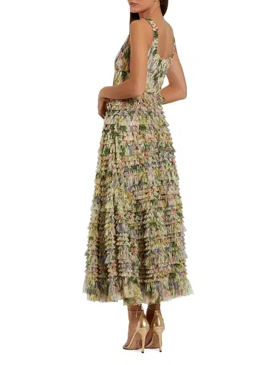 Mac Duggal Women's Ruffled Fit & Flare Maxi Dress - Yellow Multi - Size 16 | Thumbnail 2 Mac Duggal Women's Ruffled Fit & Flare Maxi Dress - Yellow Multi - Size 16 | Thumbnail 2