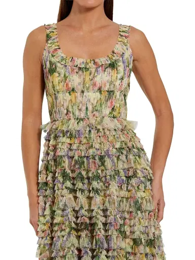 Mac Duggal Women's Ruffled Fit & Flare Maxi Dress - Yellow Multi - Size 16 | Thumbnail 3 Mac Duggal Women's Ruffled Fit & Flare Maxi Dress - Yellow Multi - Size 16 | Thumbnail 3