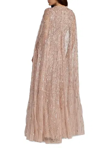 Mac Duggal Women's Sequined Cape-Sleeve Gown - Rose - Size 18 | Thumbnail 2