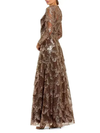 Mac Duggal Women's Sequined-Mesh A-Line Gown - Bronze - Size 16 | Thumbnail 2 Mac Duggal Women's Sequined-Mesh A-Line Gown - Bronze - Size 16 | Thumbnail 2