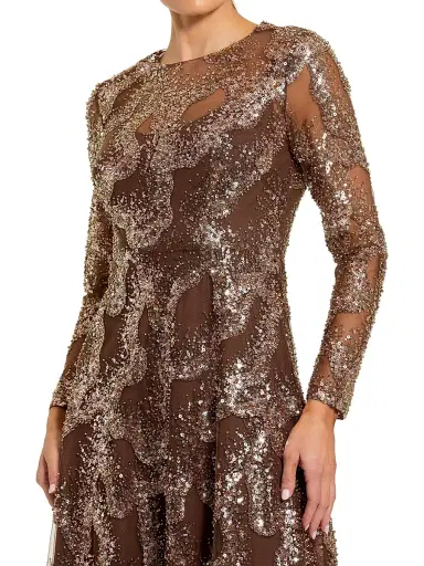 Mac Duggal Women's Sequined-Mesh A-Line Gown - Bronze - Size 16 | Thumbnail 3 Mac Duggal Women's Sequined-Mesh A-Line Gown - Bronze - Size 16 | Thumbnail 3