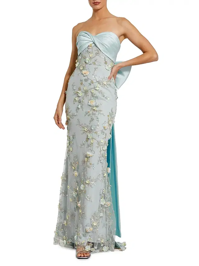 Mac Duggal Women's Sequin-Embellished Bow Column Gown - Blue
