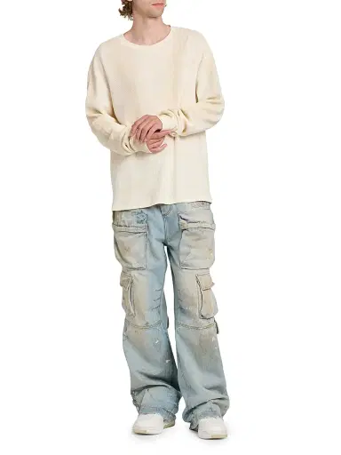 AMIRI Men's Distressed Denim Mid-Rise Straight-Leg Cargo Jeans - Perfect Antique Indigo - Size Small | Thumbnail 2 AMIRI Men's Distressed Denim Mid-Rise Straight-Leg Cargo Jeans - Perfect Antique Indigo - Size Small | Thumbnail 2