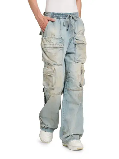 AMIRI Men's Distressed Denim Mid-Rise Straight-Leg Cargo Jeans - Perfect Antique Indigo - Size Small | Thumbnail 4 AMIRI Men's Distressed Denim Mid-Rise Straight-Leg Cargo Jeans - Perfect Antique Indigo - Size Small | Thumbnail 4