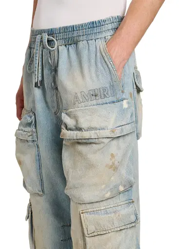 AMIRI Men's Distressed Denim Mid-Rise Straight-Leg Cargo Jeans - Perfect Antique Indigo - Size Small | Thumbnail 6 AMIRI Men's Distressed Denim Mid-Rise Straight-Leg Cargo Jeans - Perfect Antique Indigo - Size Small | Thumbnail 6