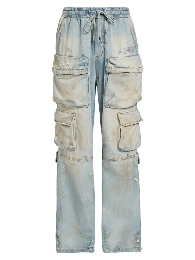 Men's Distressed Denim Mid-Rise Straight-Leg Cargo Jeans - Perfect Antique Indigo