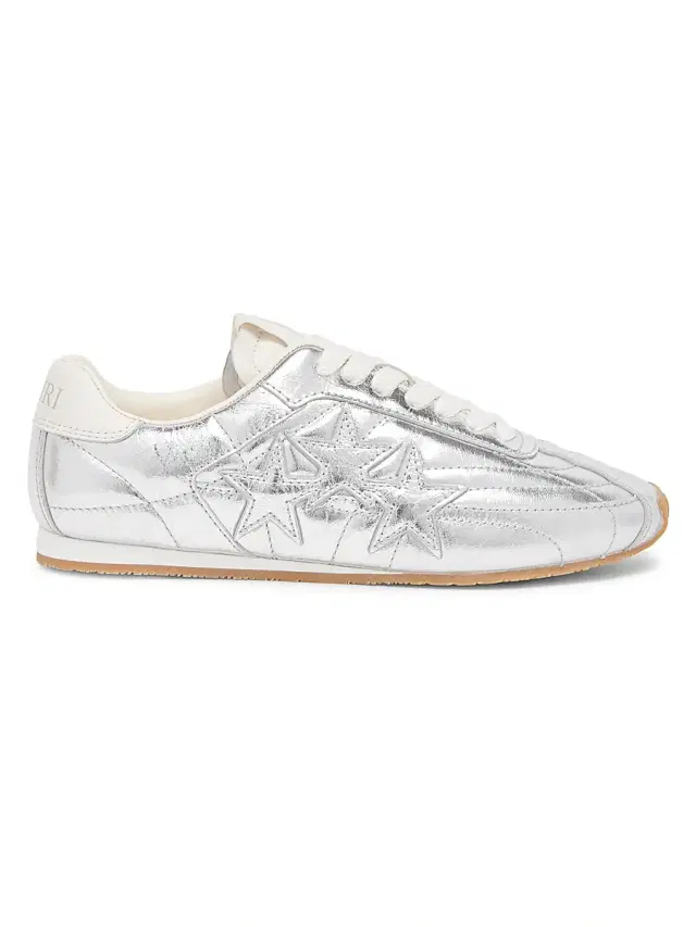 Women's Pacific Metallic Leather Football Sneakers - Silver