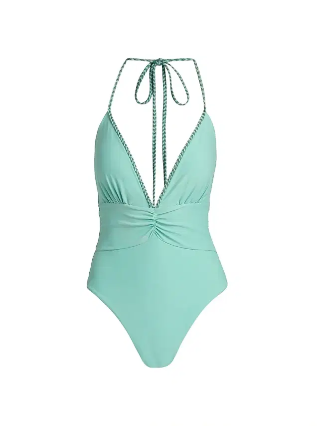 Ramy Brook Women's Madison V-Neck One-Piece Swimsuit - Seaglass