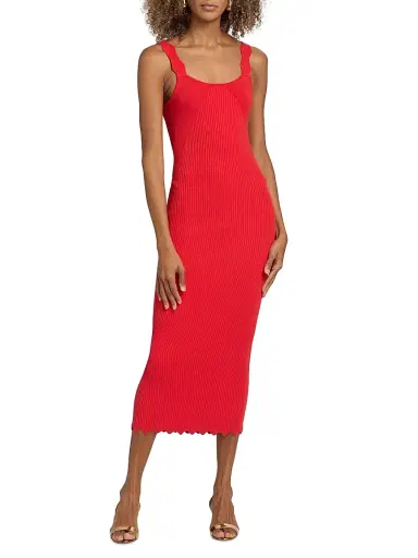 Ramy Brook Women's Kira Ribbed Midi-Dress - Crimson | Thumbnail 3 Ramy Brook Women's Kira Ribbed Midi-Dress - Crimson | Thumbnail 3
