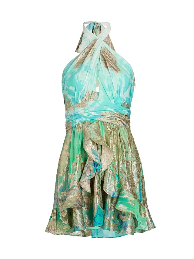 Ramy Brook Women's Reuben Metallic Ombré Jacquard Minidress - Bright Lime Ombre