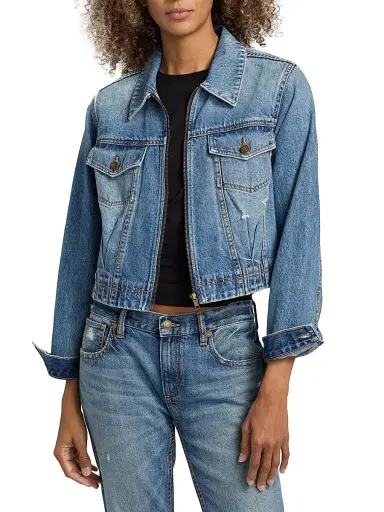 Ramy Brook Women's Jannah Denim Zip-Up Jacket | Thumbnail 3