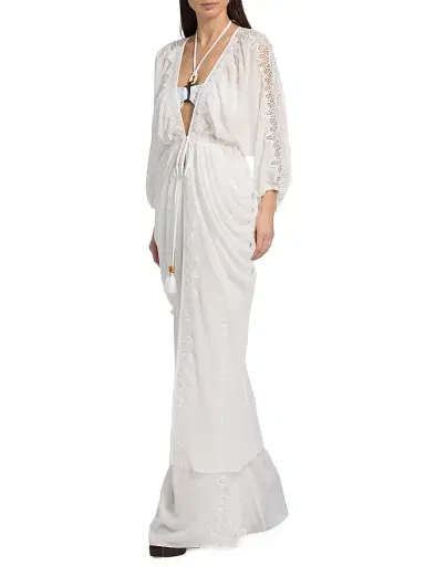 Ramy Brook Women's Bernice Lace-Trim V-Neck Maxi Dress - White | Thumbnail 2 Ramy Brook Women's Bernice Lace-Trim V-Neck Maxi Dress - White | Thumbnail 2