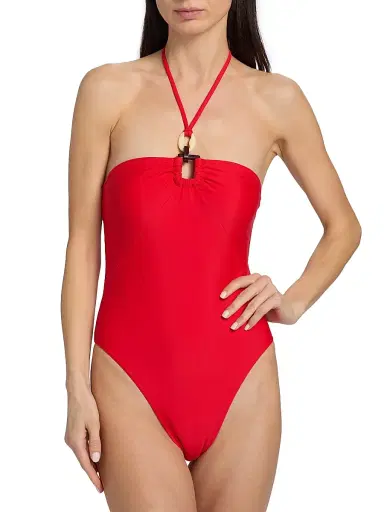 Ramy Brook Women's Marjorie Halterneck One-Piece Swimsuit - Flame | Thumbnail 3 Ramy Brook Women's Marjorie Halterneck One-Piece Swimsuit - Flame | Thumbnail 3