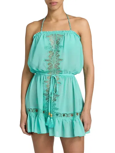 Ramy Brook Women's Beth Lace-Trim Cover-Up Minidress - Seaglass - Size XL | Thumbnail 3 Ramy Brook Women's Beth Lace-Trim Cover-Up Minidress - Seaglass - Size XL | Thumbnail 3