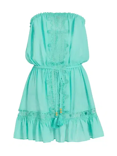 Ramy Brook Women's Beth Lace-Trim Cover-Up Minidress - Seaglass - Size XL | Thumbnail 1 Ramy Brook Women's Beth Lace-Trim Cover-Up Minidress - Seaglass - Size XL | Thumbnail 1
