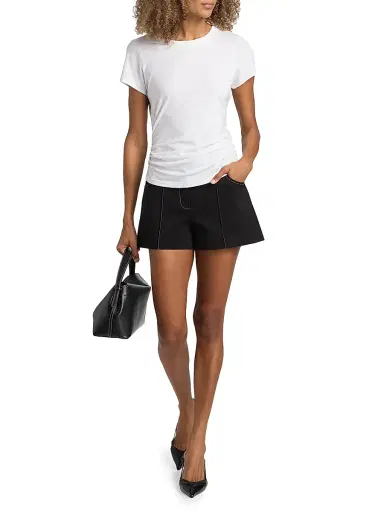 Ramy Brook Women's Kate Ruched Cotton-Blend T-Shirt - White - Size Large | Thumbnail 2
