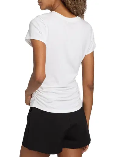 Ramy Brook Women's Kate Ruched Cotton-Blend T-Shirt - White - Size Large | Thumbnail 5