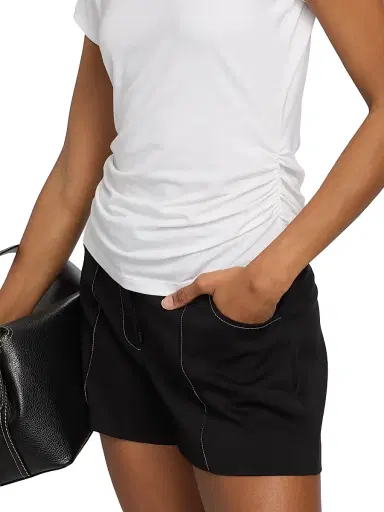 Ramy Brook Women's Kate Ruched Cotton-Blend T-Shirt - White - Size Large | Thumbnail 6