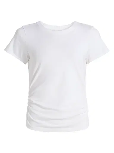 Ramy Brook Women's Kate Ruched Cotton-Blend T-Shirt - White - Size Large | Thumbnail 1