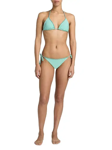 Ramy Brook Women's Benni Braided Side-Tie Bikini Bottom - Seaglass | Thumbnail 2