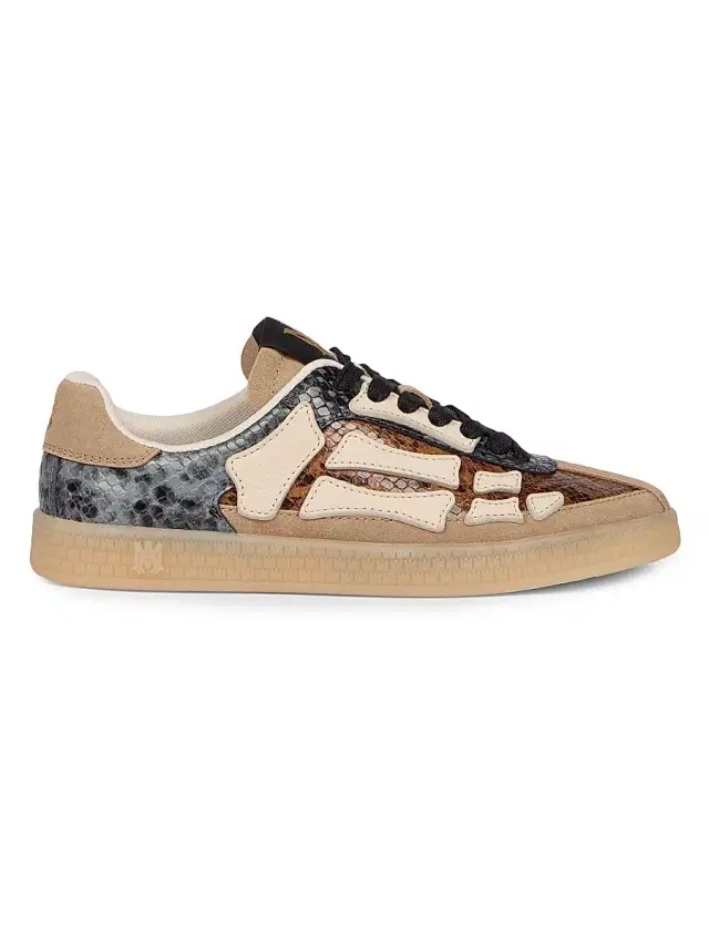 Women's Snake Pacific Bones Leather Low-Top Sneakers - Black