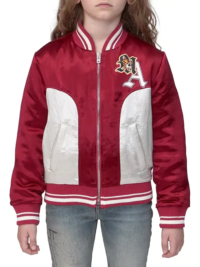 Little Kid's & Kid's Varsity Patch Jacket - Red Rose