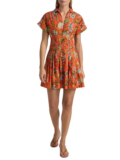 Cara Cara Women's Nash Floral Cotton Poplin Minidress - Clover Orange - Size XL | Thumbnail 2 Cara Cara Women's Nash Floral Cotton Poplin Minidress - Clover Orange - Size XL | Thumbnail 2