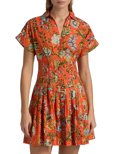 Cara Cara Women's Nash Floral Cotton Poplin Minidress - Clover Orange - Size XL | Thumbnail 3 Cara Cara Women's Nash Floral Cotton Poplin Minidress - Clover Orange - Size XL | Thumbnail 3
